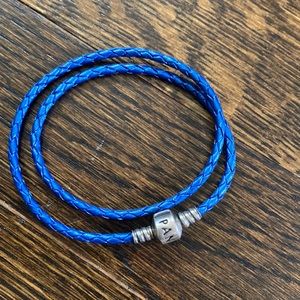 Pandora Retired Blue Leather Double Bracelet